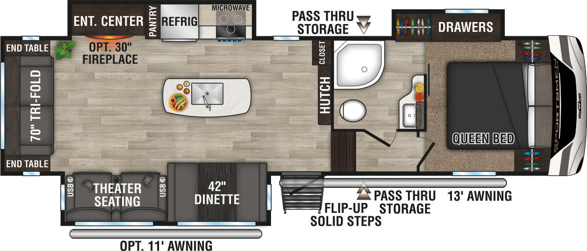 2024 KZ RV Sportsmen 303RL Fifth Wheel Floorplan