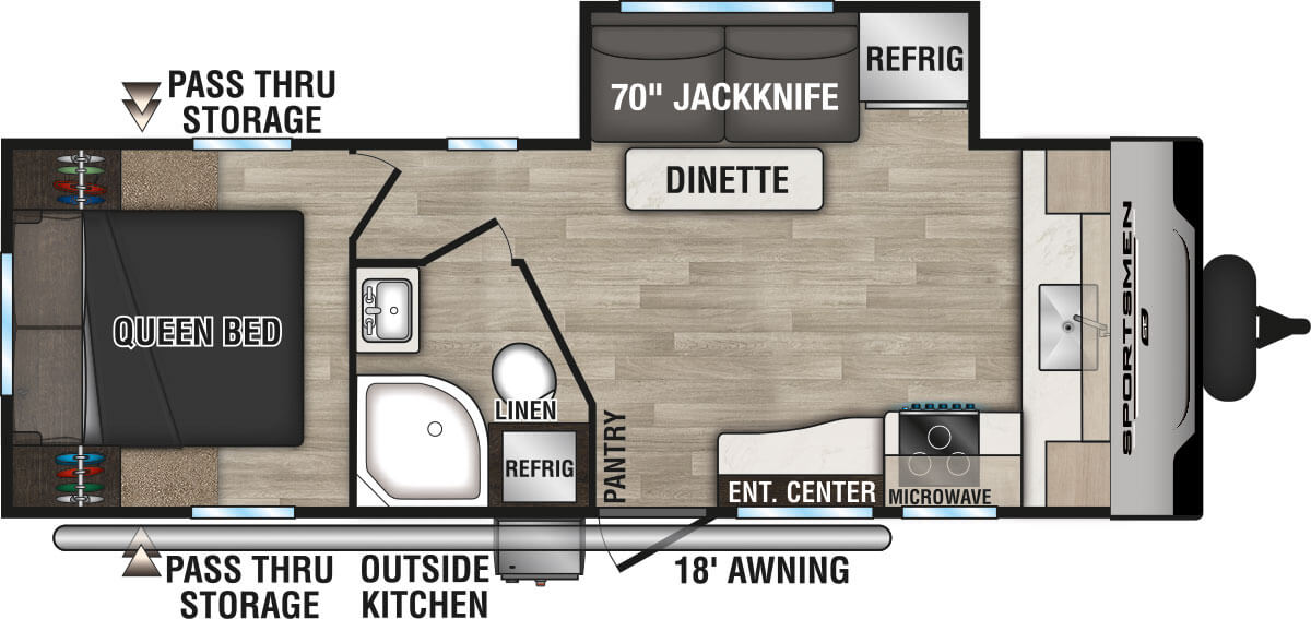 2024 KZ RV Sportsmen SE 231FKKSE Travel Trailer Floorplan