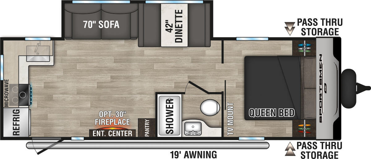 2024 KZ RV Sportsmen SE 241RKSE Travel Trailer Floorplan