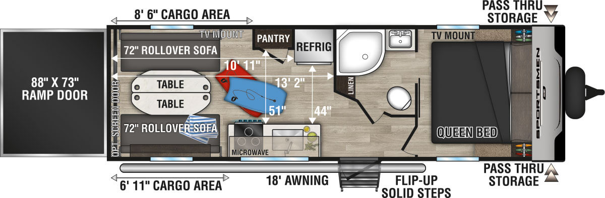 2024 KZ RV Sportsmen SE 250THSE Travel Trailer Floorplan