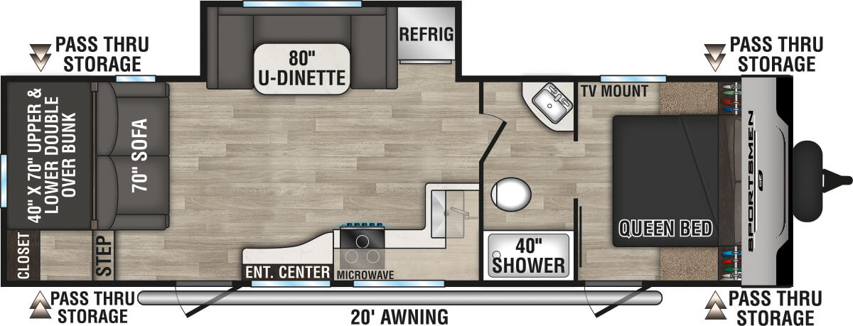 2024 KZ RV Sportsmen SE 281BHSE Travel Trailer Floorplan