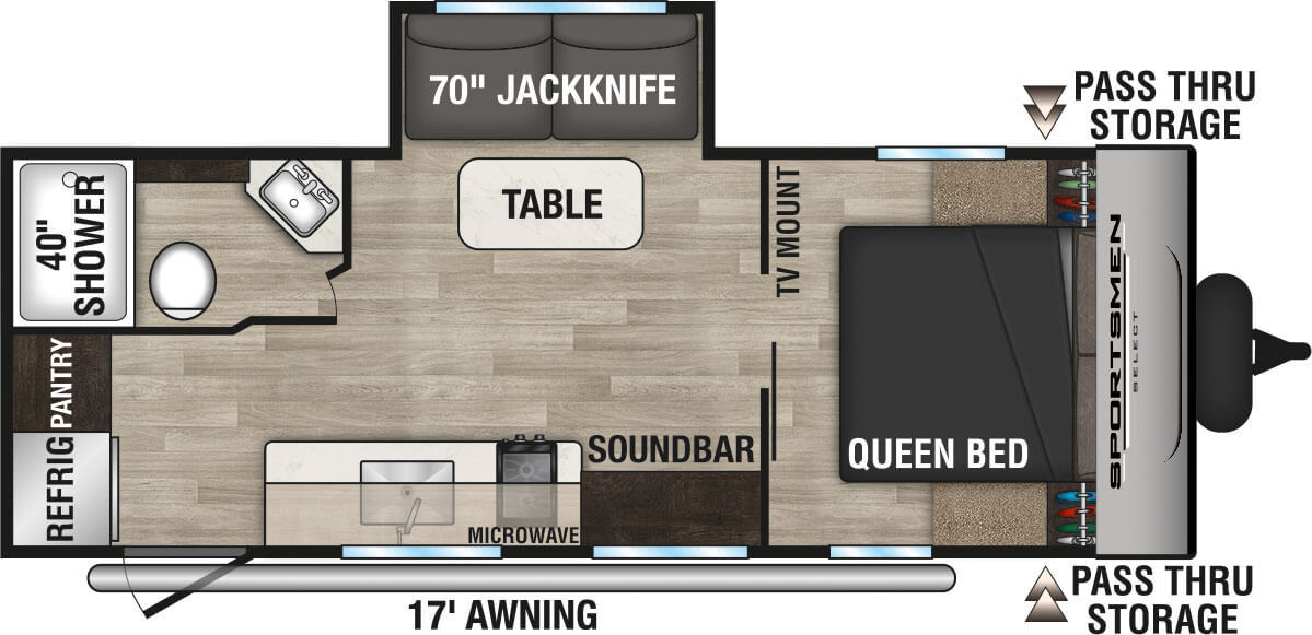 2024 KZ RV Sportsmen Select 221RKSL Travel Trailer Floorplan