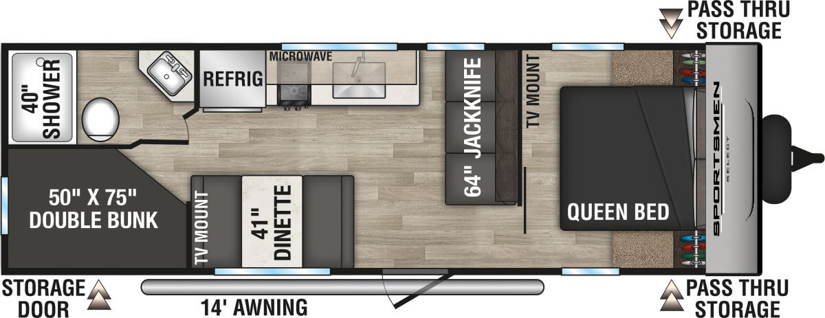 2024 KZ RV Sportsmen Select 260BHSL Travel Trailer Floorplan