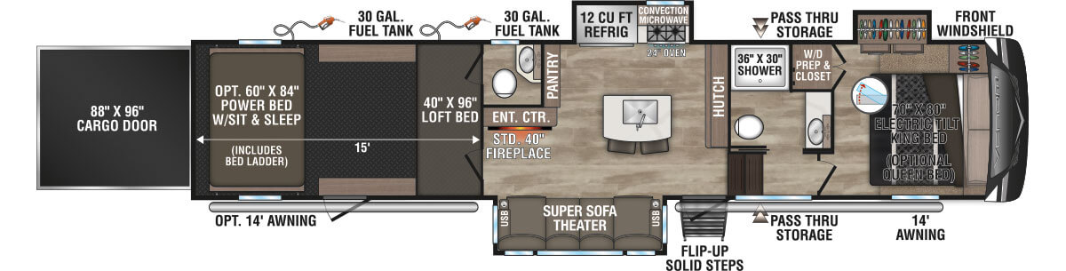 2024 KZ RV Venom V3815TK Fifth Wheel Floorplan