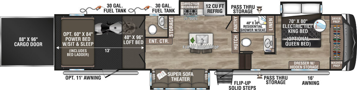 2024 KZ RV Venom V4013TK Fifth Wheel Floorplan