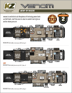 2024 KZ RV Venom Luxury Fifth Wheel Toy Haulers Floorplan Flyer