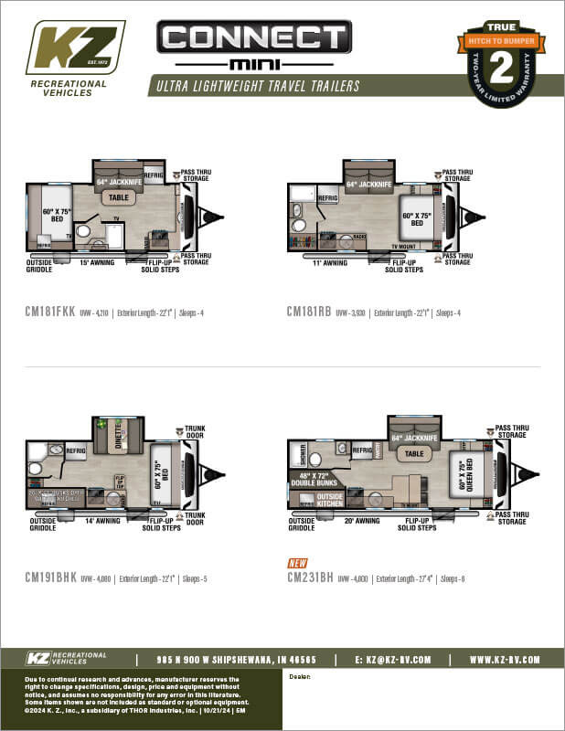 2025 KZ RV Connect Mini Ultra Lightweight Travel Trailers Flyer