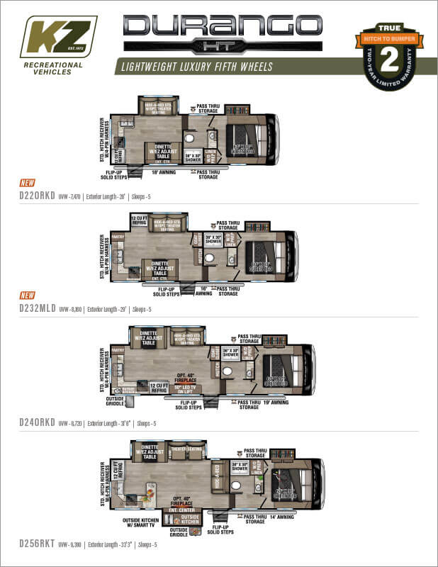 2025 KZ RV Durango HT Lightweight Luxury Fifth Wheels Flyer