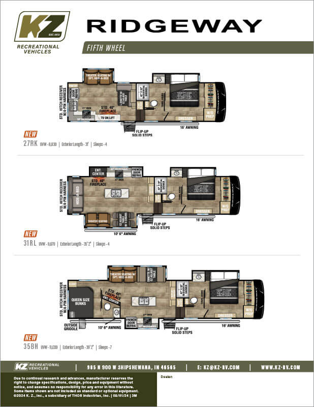 2025 KZ RV Ridgeway Fifth Wheels Flyer