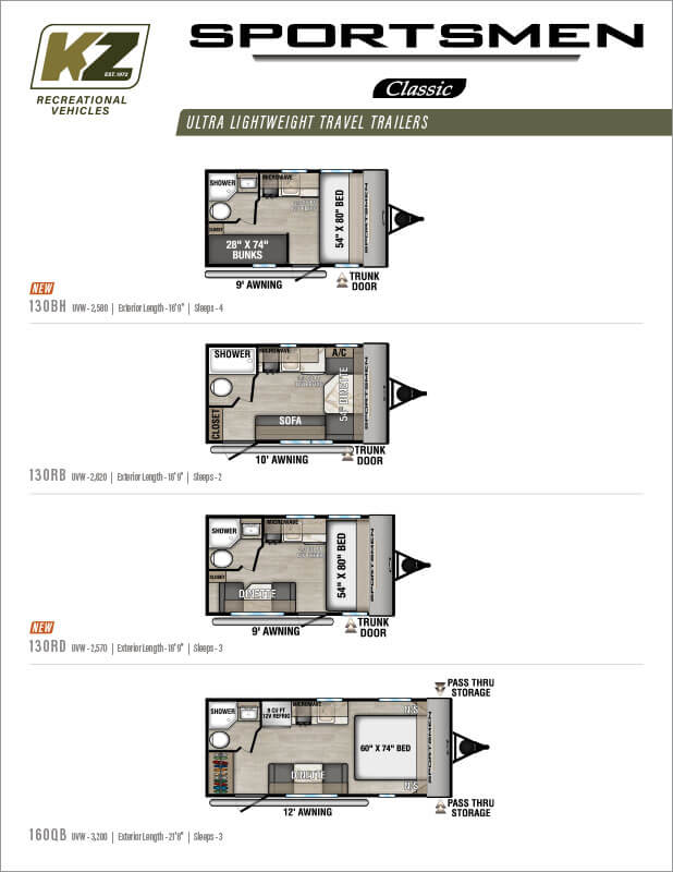 2025 KZ RV Sportsmen Classic Ultra Lightweight Travel Trailers Flyer