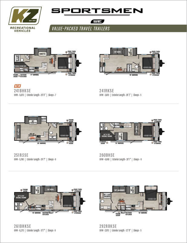 2025 KZ RV Sportsmen SE Value Packed Travel Trailers Flyer