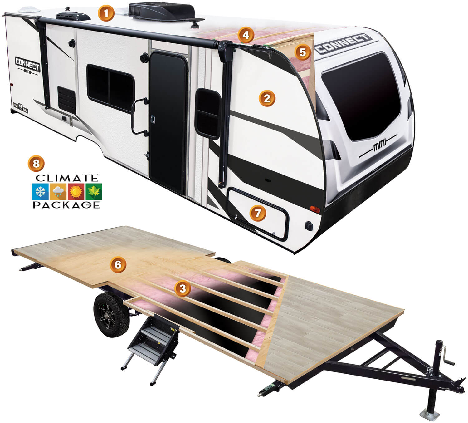 2025 KZ RV Connect Mini Ultra Lightweight Travel Trailer Cutaway