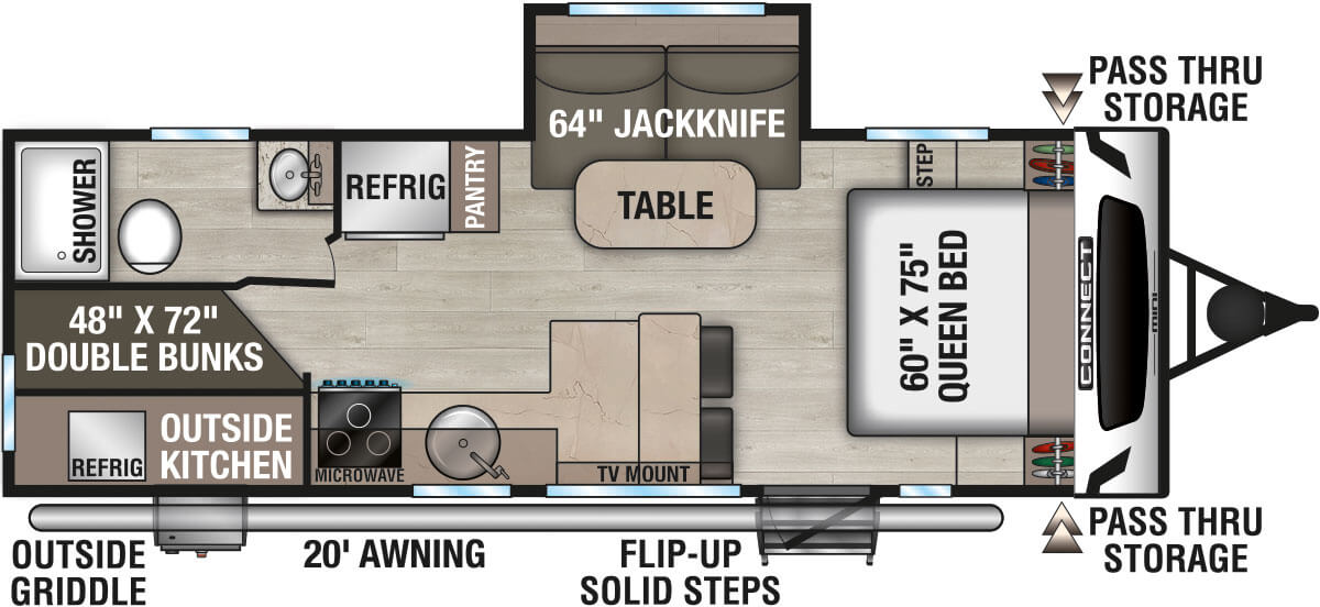 2025 KZ RV Connect Mini CM231BH Travel Trailer Floorplan