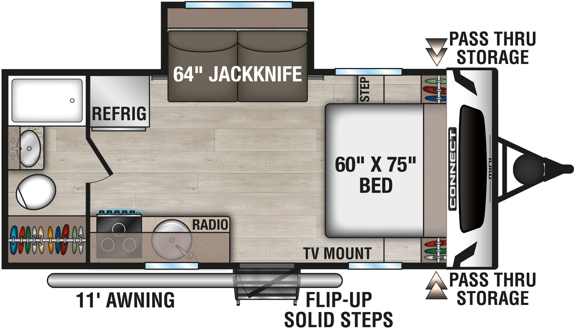 2025 KZ RV Connect Mini CM181RB Travel Trailer Floorplan