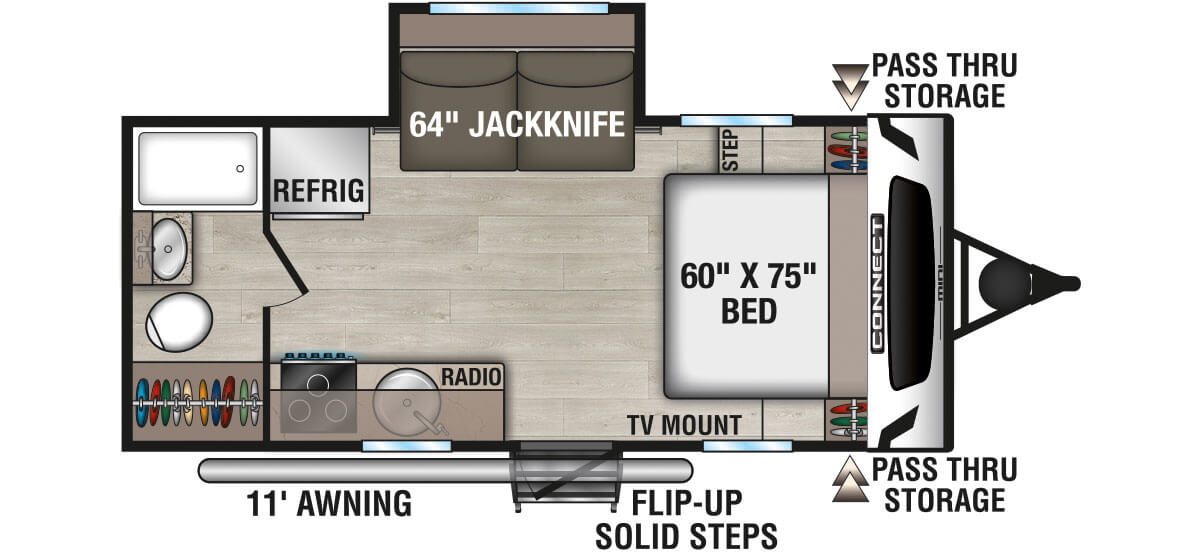 2025 KZ RV Connect Mini CM181RB Travel Trailer Floorplan