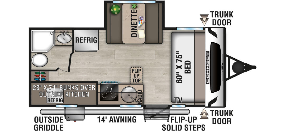 2025 KZ RV Connect Mini CM191BHK Travel Trailer Floorplan