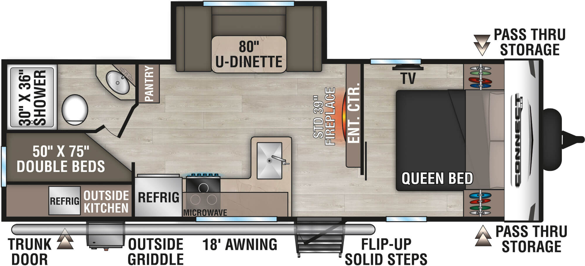 2025 KZ RV Connect SE C241BHKSE Travel Trailer Floorplan