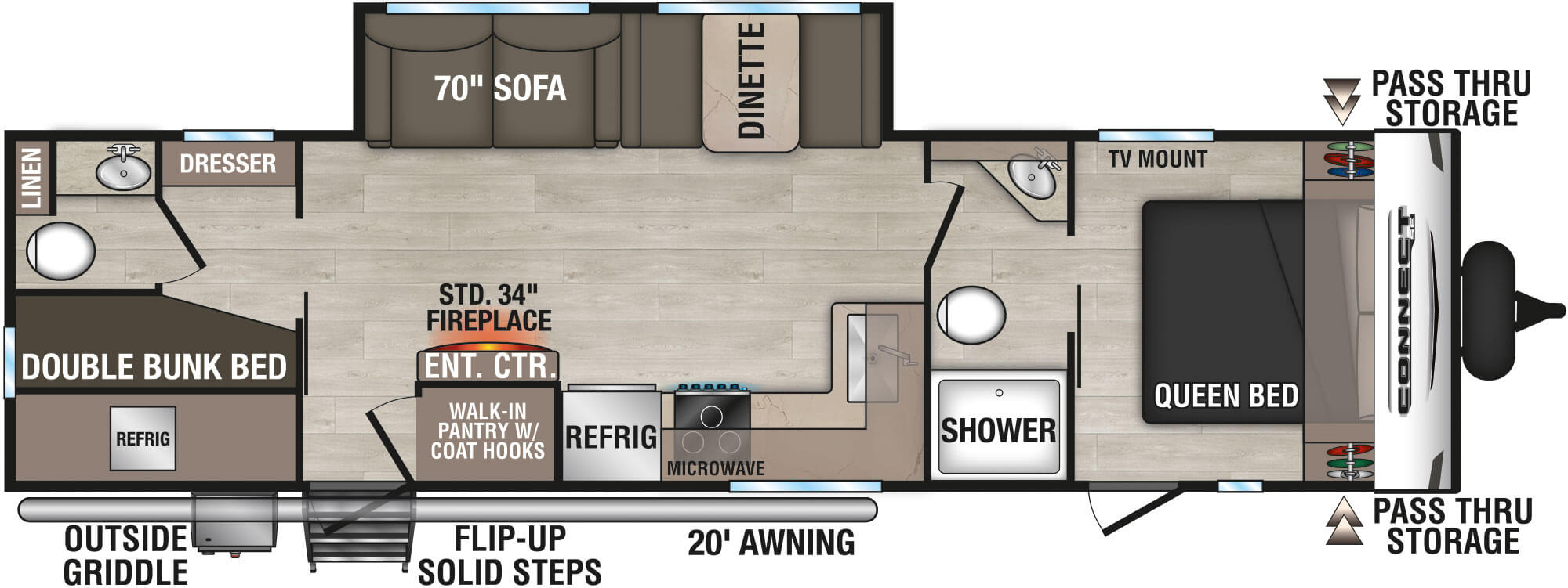 2025 KZ RV Connect SE C301BHKSE Travel Trailer Floorplan