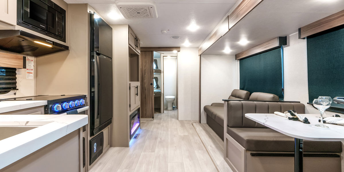 2025 KZ RV Connect SE C301BHKSE Travel Trailer Kitchen, Sofa and Dinette