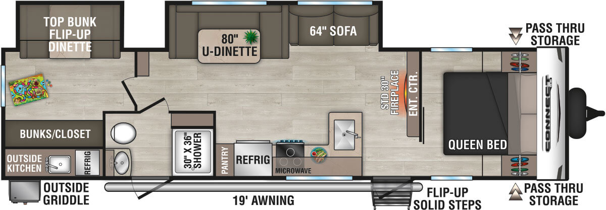 2024 KZ RV Connect SE C312BHKSE Travel Trailer Floorplan