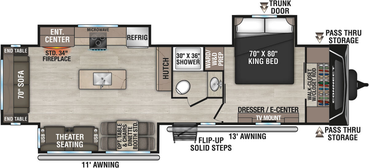 2025 KZ RV Connect C313MK Travel Trailer Floorplan