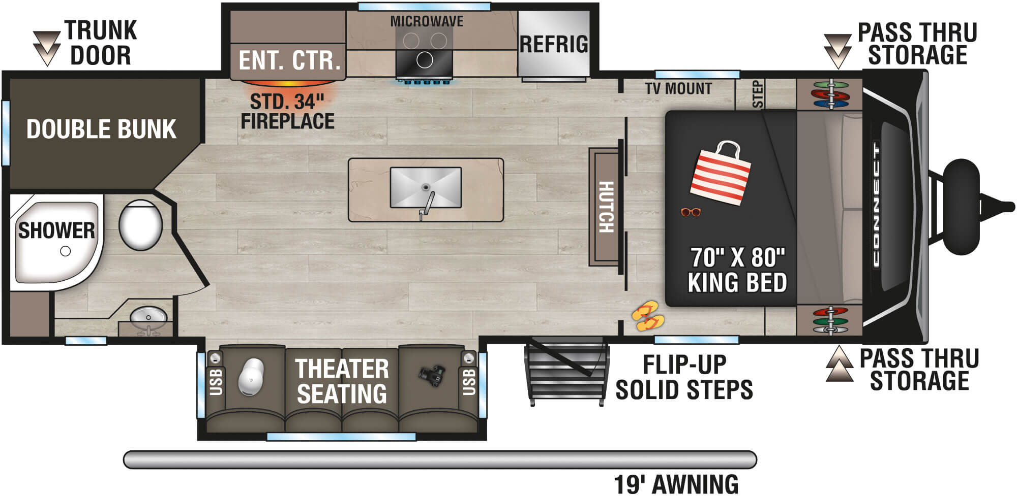 2025 KZ RV Connect C252BH Travel Trailer Floorplan