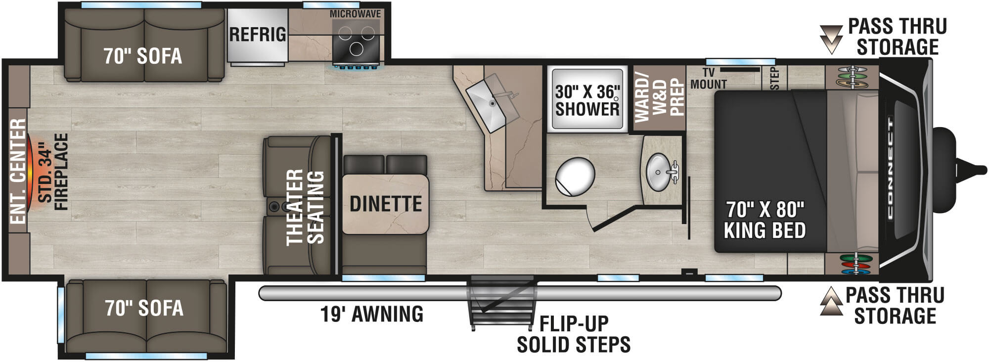 2025 KZ RV Connect C312RE Travel Trailer Floorplan