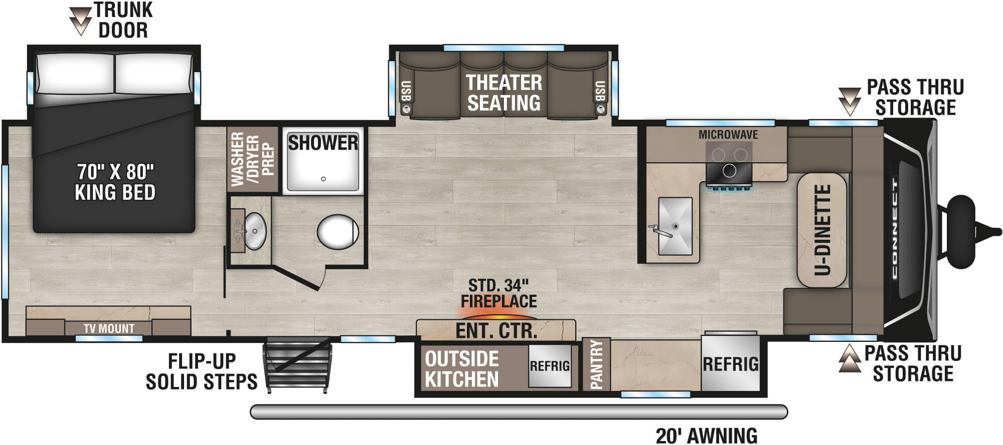 2025 KZ RV Connect C323MKK Travel Trailer Floorplan