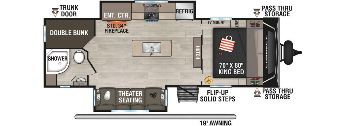 2025 KZ RV Connect C252BH Travel Trailer Floorplan