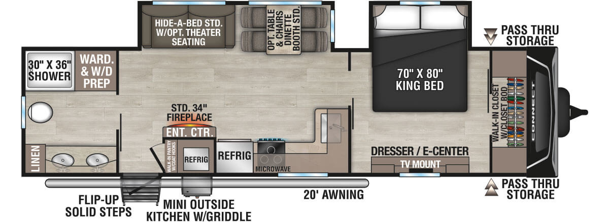 2025 KZ RV Connect C302RBK Travel Trailer Floorplan