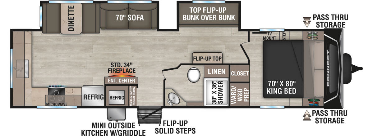 2025 KZ RV Connect C312BRK Travel Trailer Floorplan