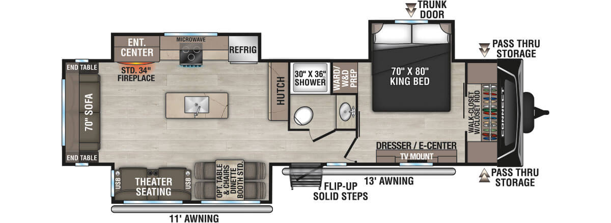 2025 KZ RV Connect C313MK Travel Trailer Floorplan