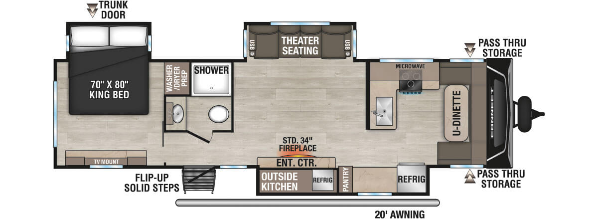 2025 KZ RV Connect C323MKK Travel Trailer Floorplan