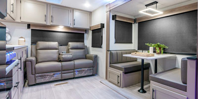 2025 KZ RV Connect C241RLK Travel Trailer Living Room and Booth Dinette