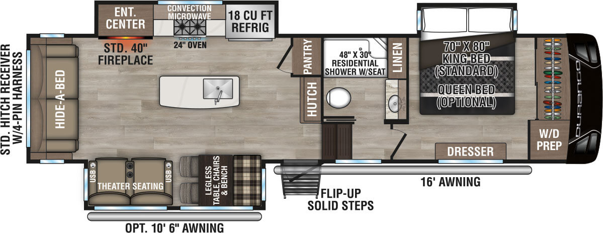 2025 KZ RV Durango D301RLT Fifth Wheel Floorplan