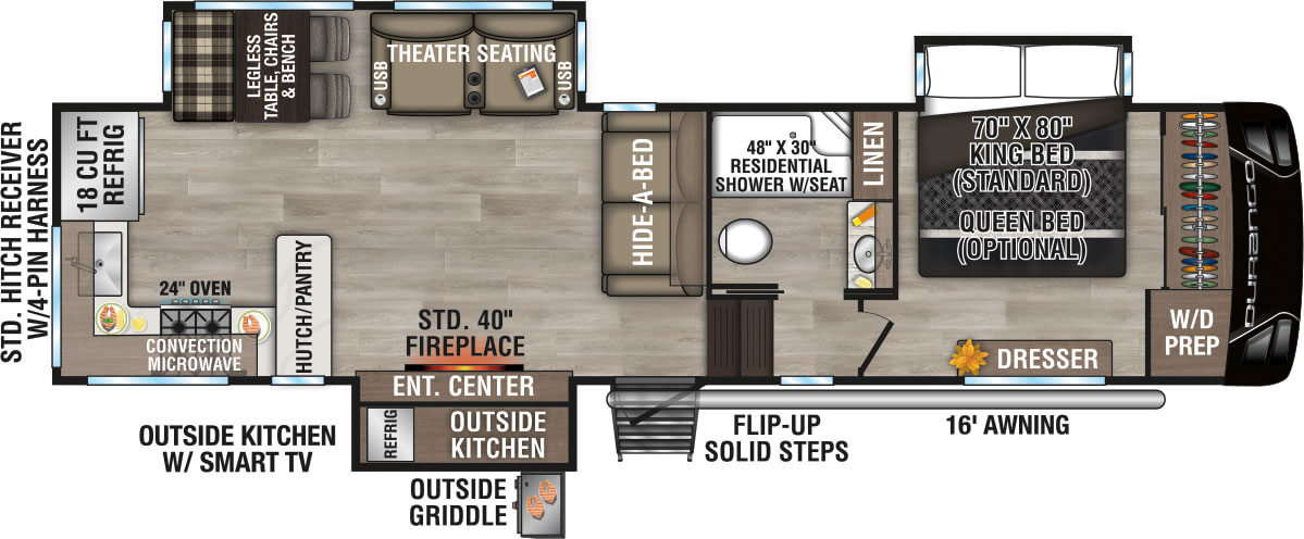 2025 KZ RV Durango D321RKT Fifth Wheel Floorplan