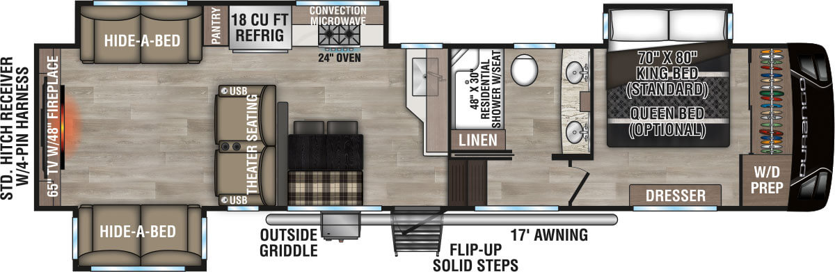 2025 KZ RV Durango D326RLT Fifth Wheel Floorplan