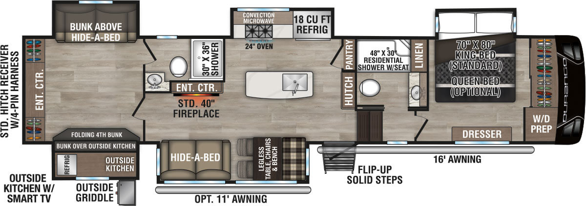 2025 KZ RV Durango D348BHF Fifth Wheel Floorplan