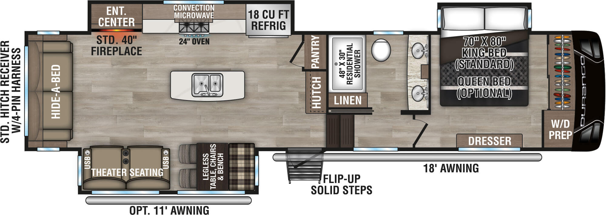 2025 KZ RV Durango D333RLT Fifth Wheel Floorplan