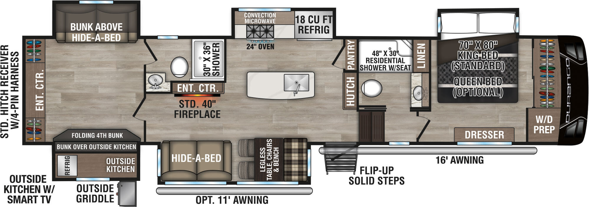 2025 KZ RV Durango D348BHF Fifth Wheel Floorplan