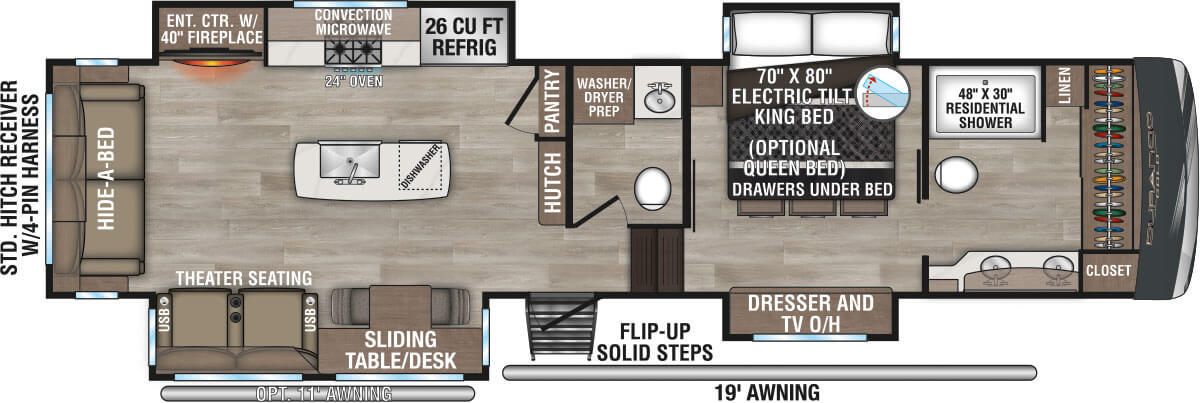 2025 KZ RV Durango Gold G366FBQ Fifth Wheel Floorplan