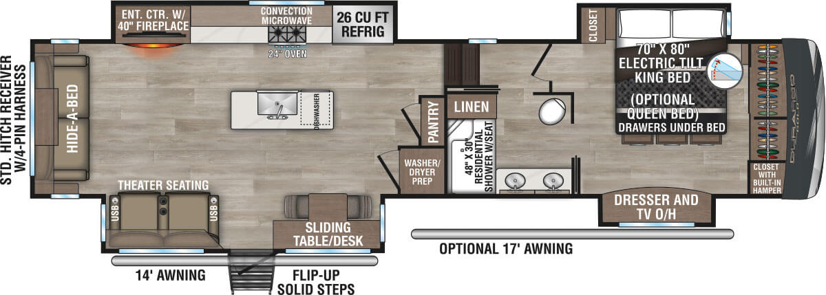 2025 KZ RV Durango Gold G383RLQ Fifth Wheel Floorplan