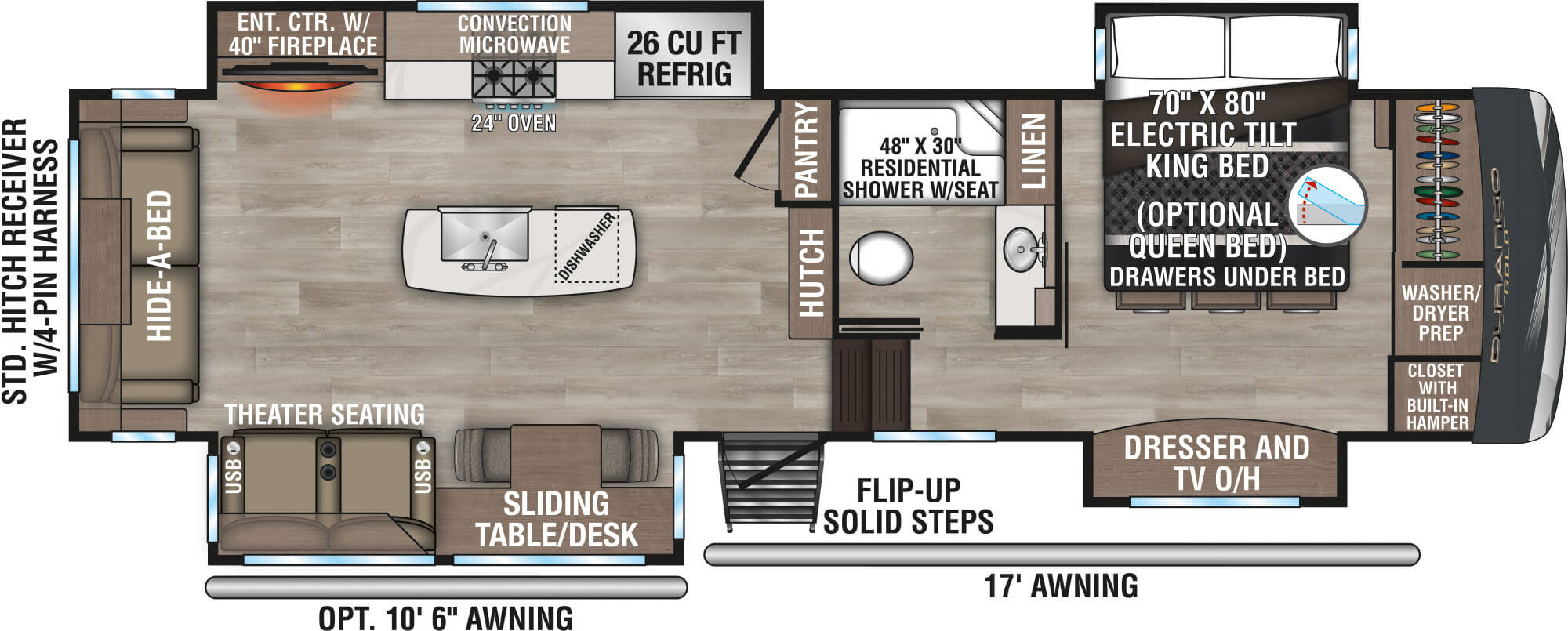 2025 KZ RV Durango Gold G310RLQ Fifth Wheel Floorplan