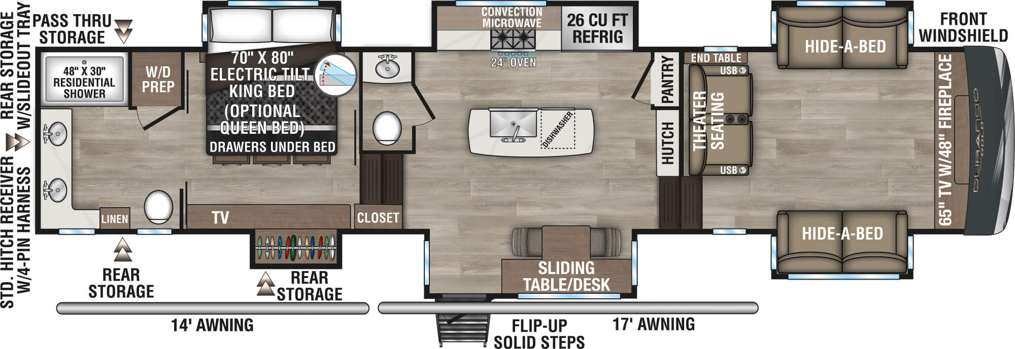 2025 KZ RV Durango Gold G388FLS Fifth Wheel Floorplan