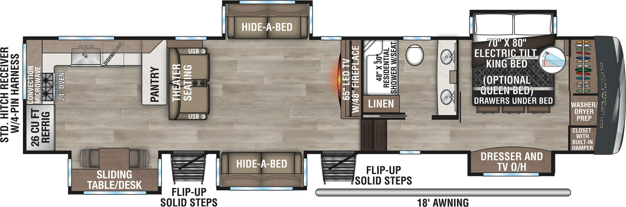 2025 KZ RV Durango Gold G391RKF Fifth Wheel Floorplan