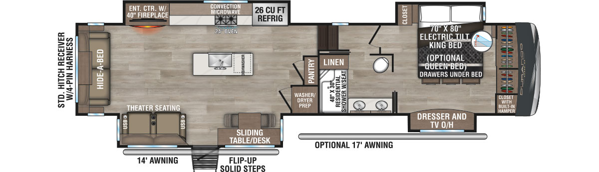 2025 KZ RV Durango Gold G383RLQ Fifth Wheel Floorplan