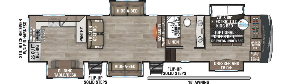 2025 KZ RV Durango Gold G391RKF Fifth Wheel Floorplan