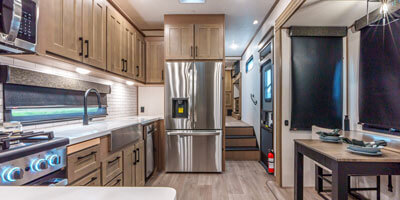 2025 KZ RV Durango Gold G393MKF Fifth Wheel Back to Front Kitchen