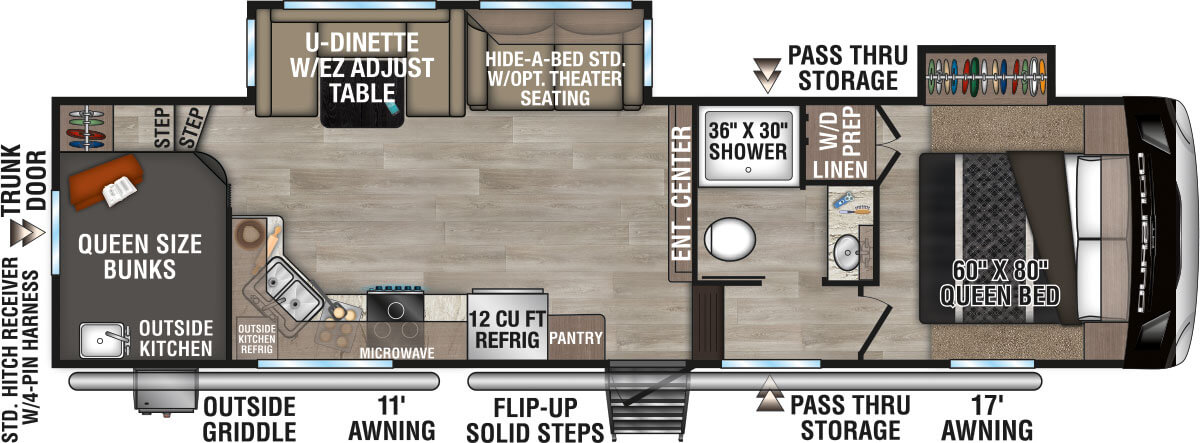 2025 KZ RV Durango HT D286BHD Fifth Wheel Floorplan