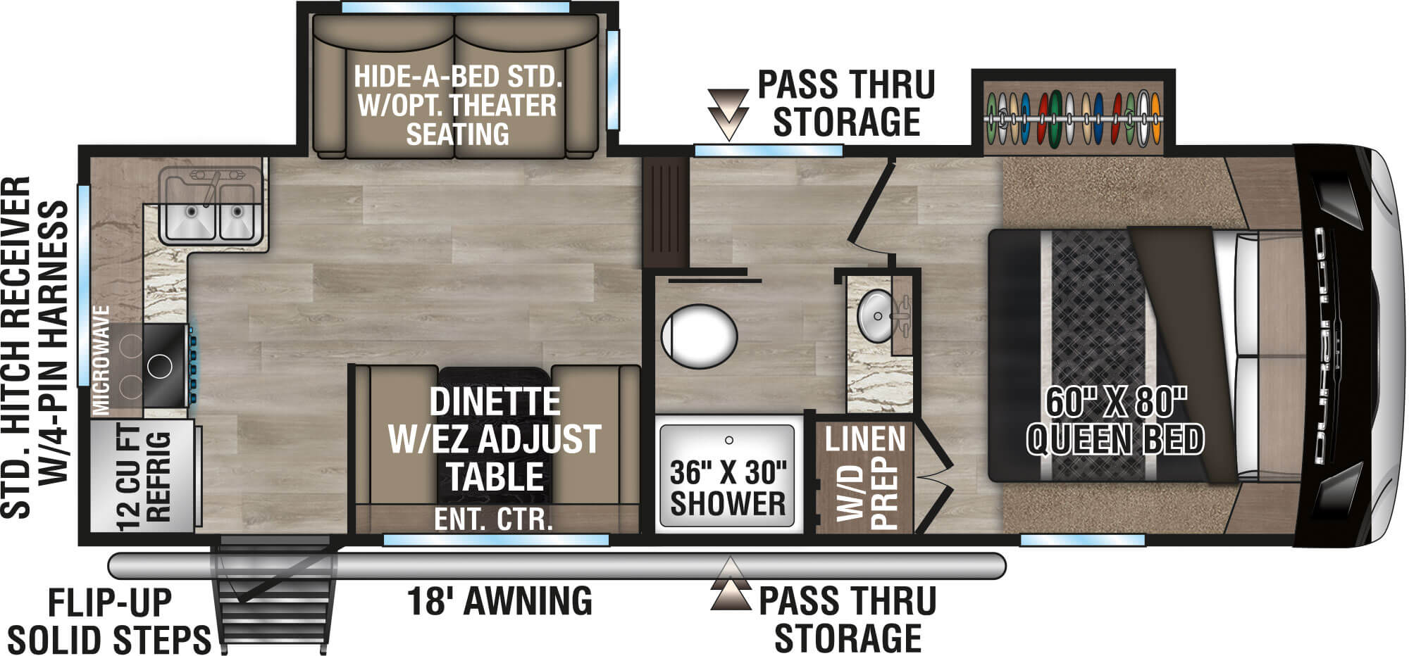 2025 KZ RV Durango HT D220RKD Fifth Wheel Floorplan